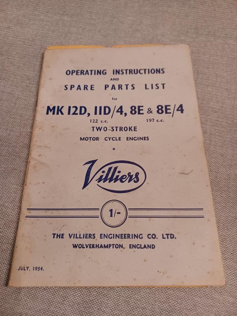 Manuel Moteur Villiers mk12d, mk11d