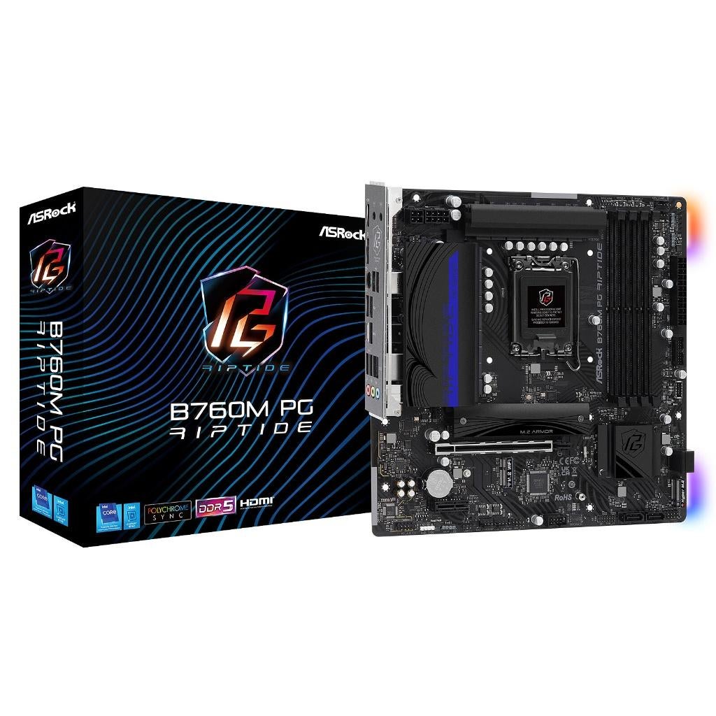 asrock b760m pj riptide ddr5 socket 1700 (zeldzaam) lezen!!, Ophalen of Verzenden, Zo goed als nieuw, Micro-ATX, DDR5