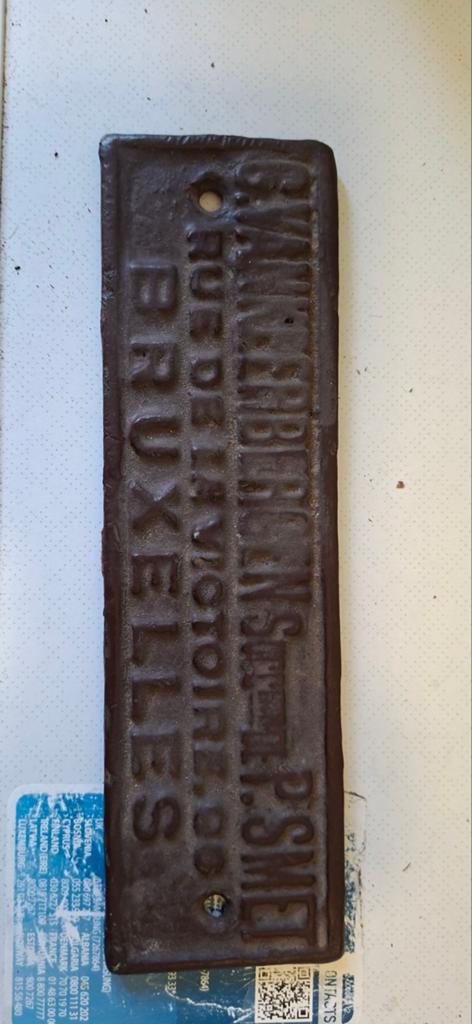 Plaque d'usine ancienne en fonte 20x6 cm, Enlèvement
