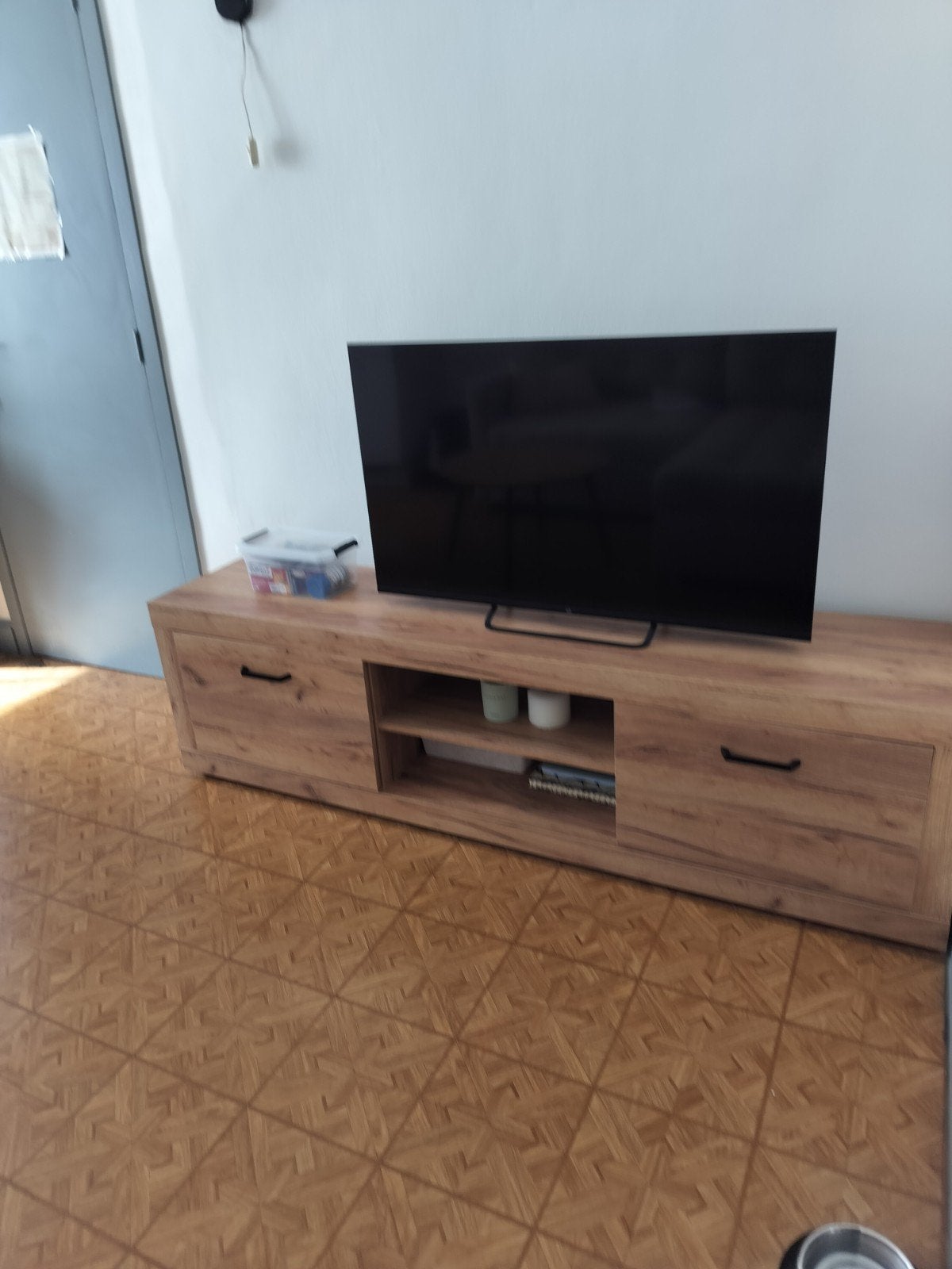 meuble TV, Ophalen, 150 tot 200 cm, Eikenhout, Zo goed als nieuw