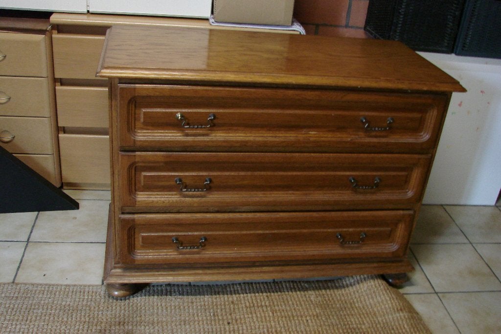 vintage: eiken ladenkast, Ophalen, Gebruikt, Eikenhout, 3 of 4 laden