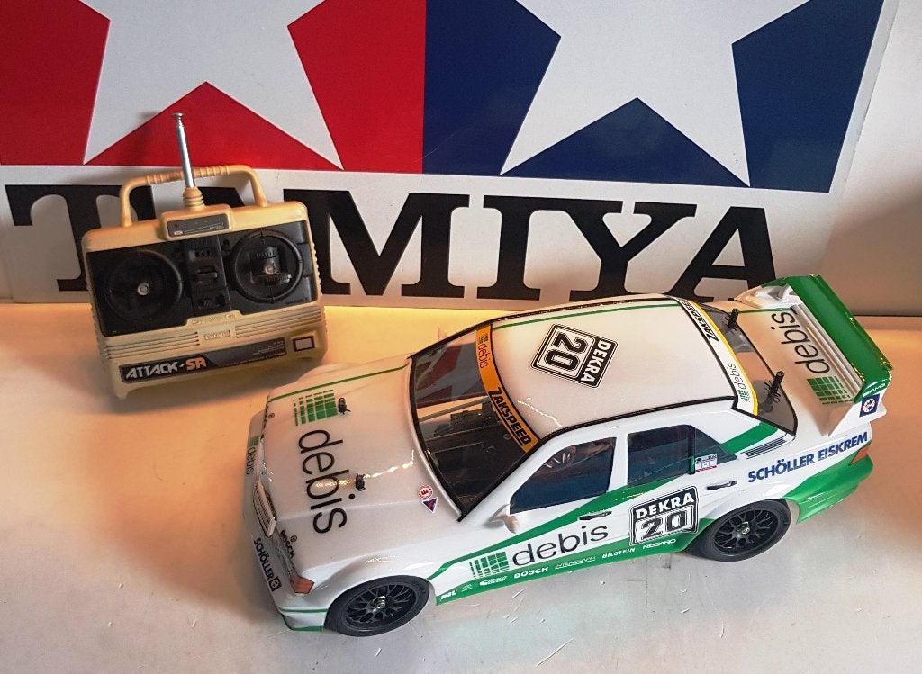 Châssis vintage Tamiya TA02/FRP + Mercedes 190E Evo II, Échelle 1:10, Enlèvement ou Envoi, Voiture on road, Utilisé