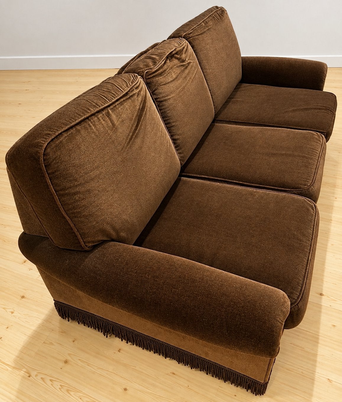 A donner.  Divan-lit velour brun, Maison & Meubles, Enlèvement, Utilisé, Deux personnes, Autres matériaux