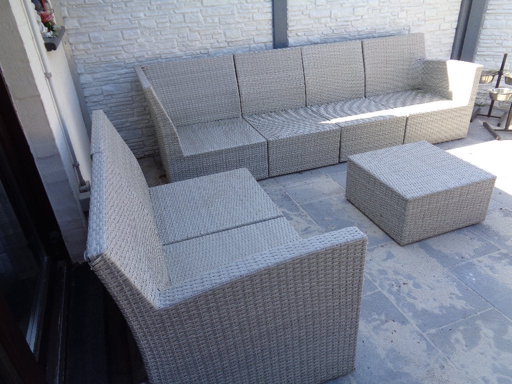 Tuinset Bois Le Duc licht grijs 6 personen, Ophalen, Kunststof, Gebruikt, 6 zitplaatsen