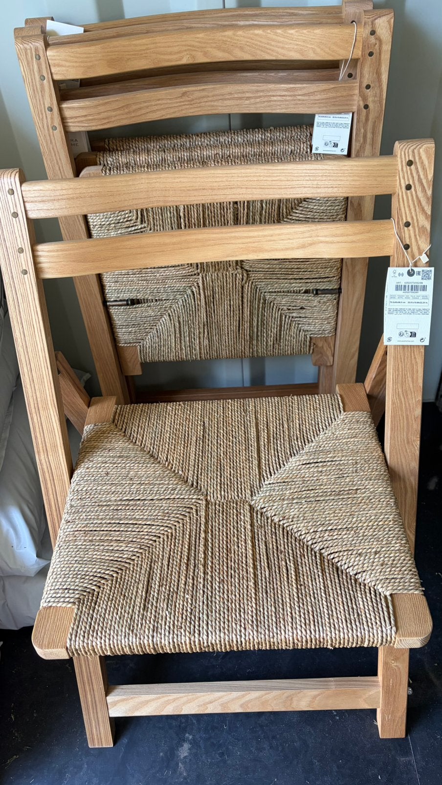 Rotan klapstoel design - Zara Home (4 stuks) NIEUW, Ophalen, Nieuw, Rotan