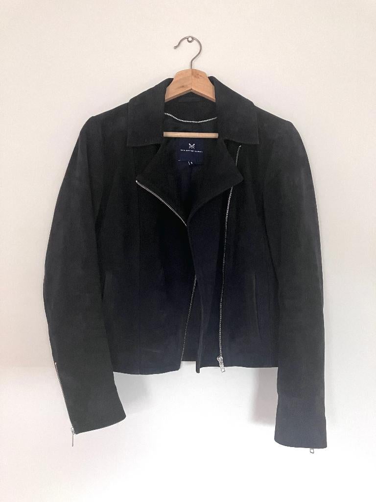 Suede biker jacket met rits in onberispelijke staat EU 36, Ophalen of Verzenden, Zo goed als nieuw, Maat 36 (S), Jasje