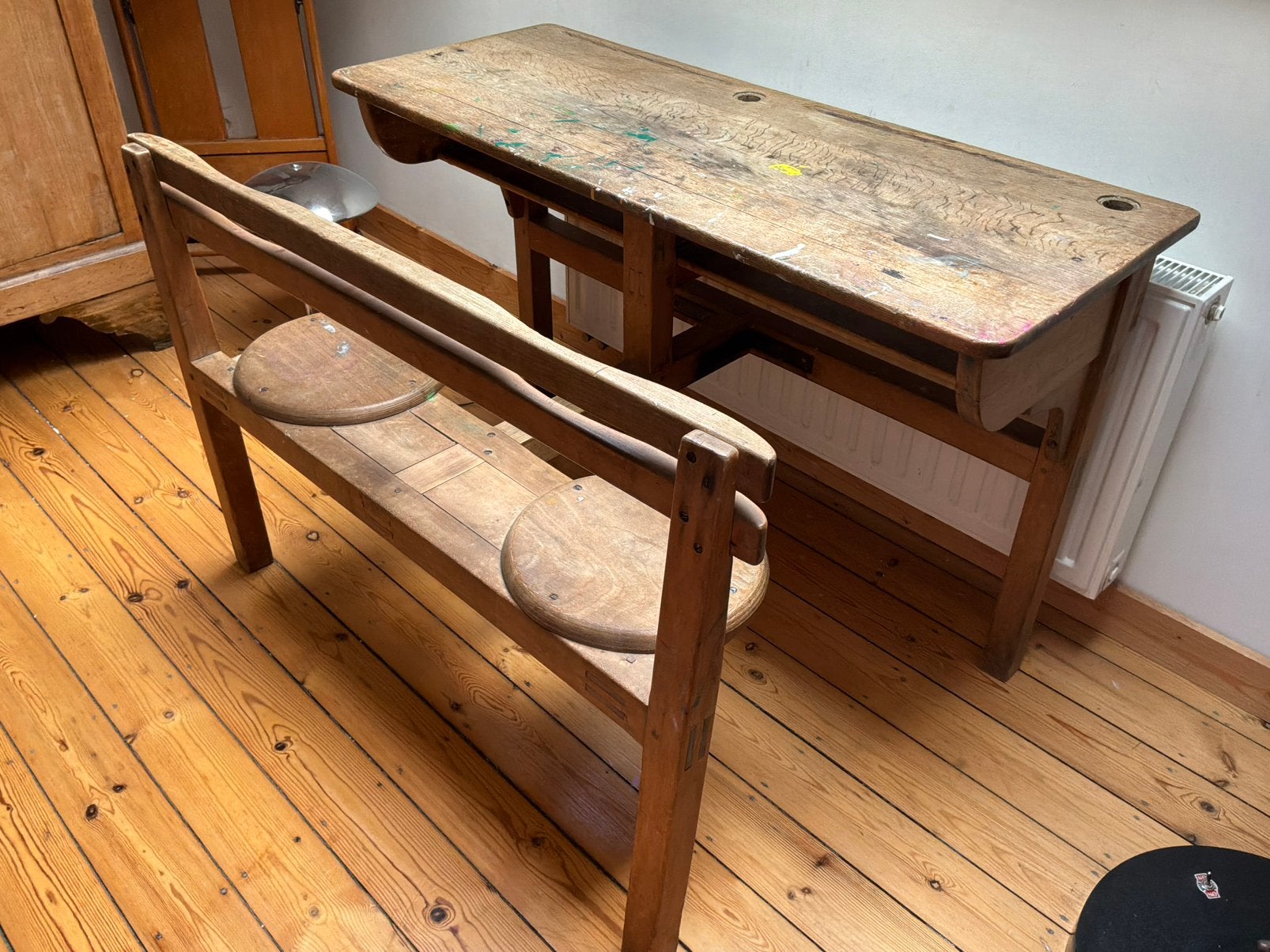 Bureau d’ecolier ancien, Bureau d'écolier, Vintage, Enlèvement, Bois