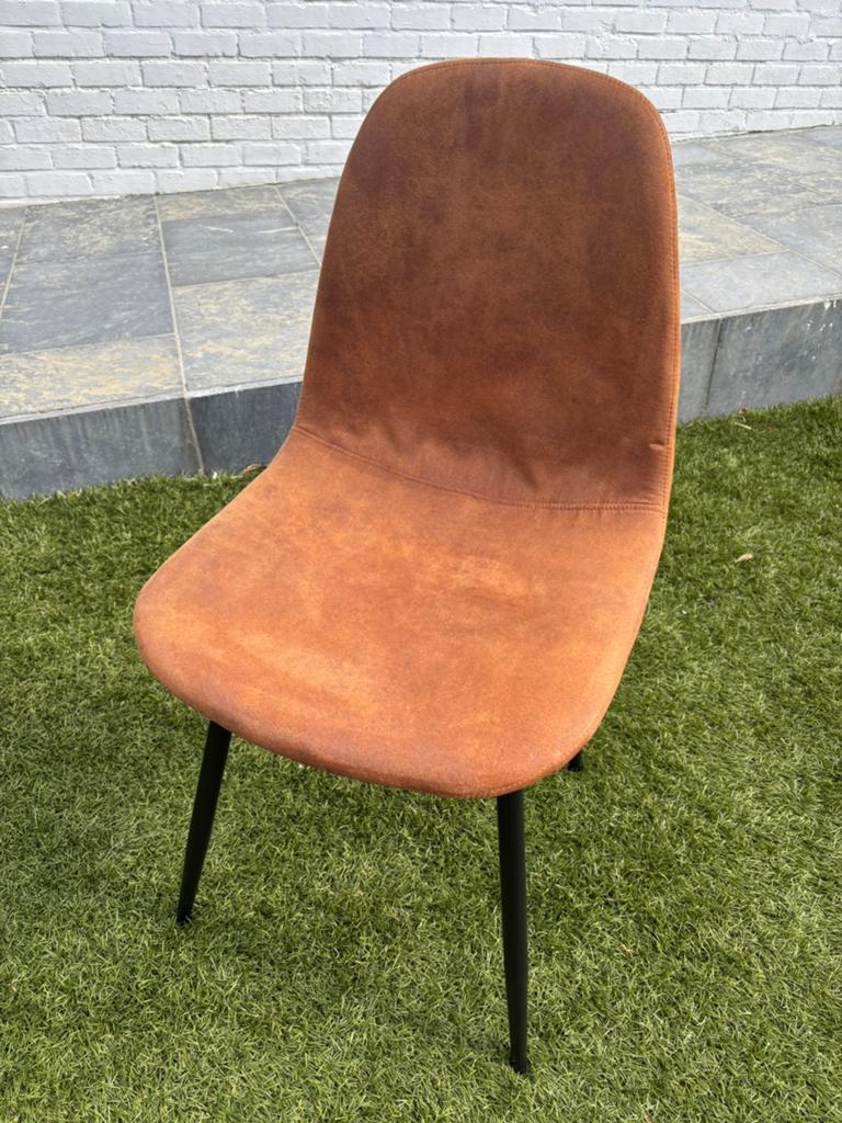 3 bruine, 3 grijze eetsoelen, Huis en Inrichting, Ophalen, Gebruikt