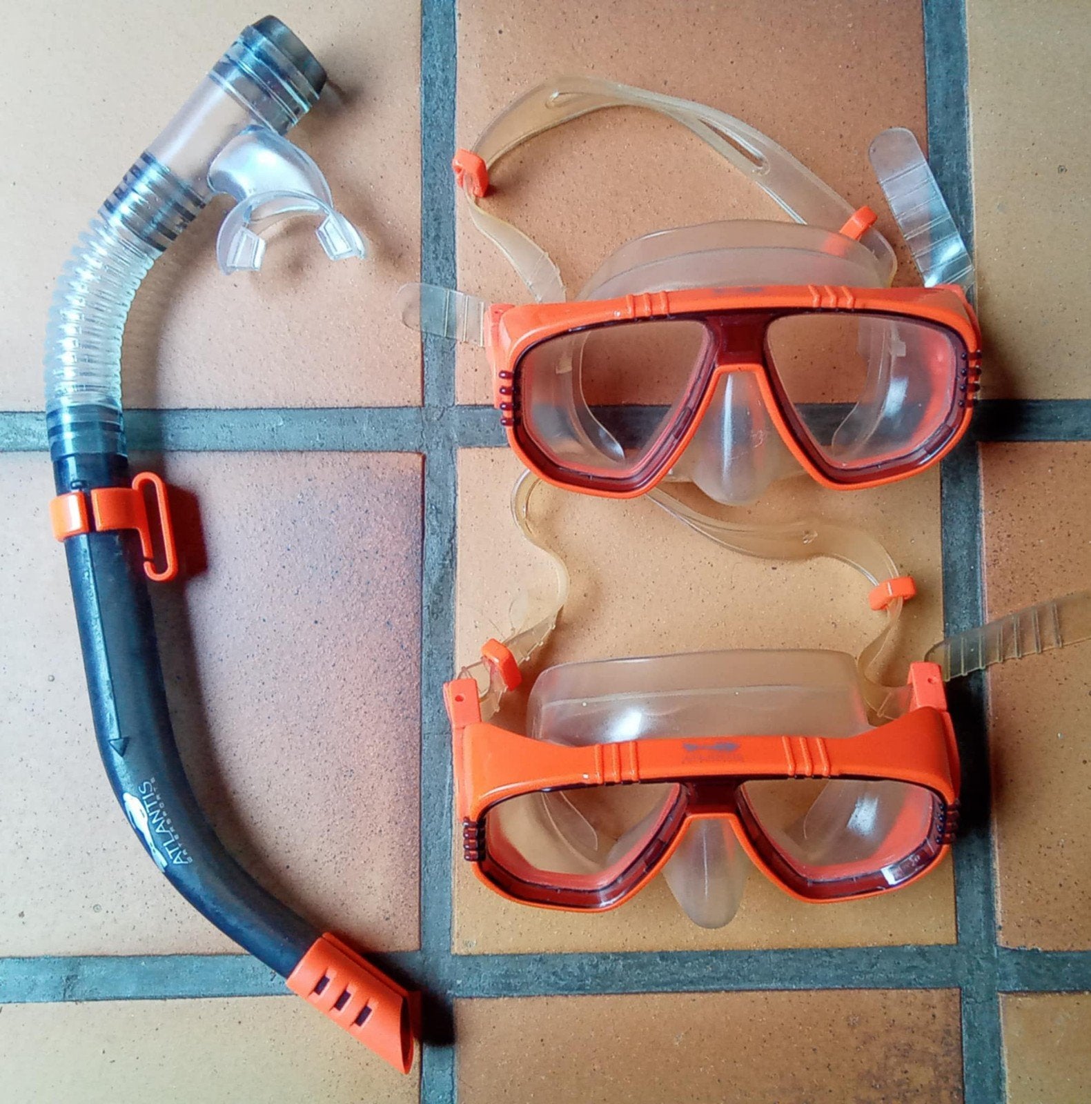 Snorkelset Atlantis met 2 duikbrillen, Watersport en Boten, Ophalen of Verzenden, Zo goed als nieuw, Snorkelset