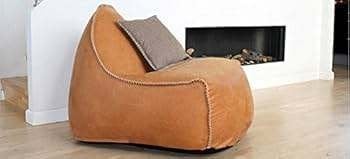 Sofa bean bag in leather cognac, Ophalen, Overige kleuren, Bean bag, Nieuw