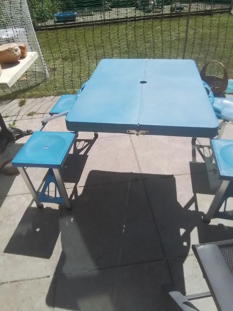 Kampeer set tafel met bankjes, Tuin en Terras, Picknicktafels, Ophalen