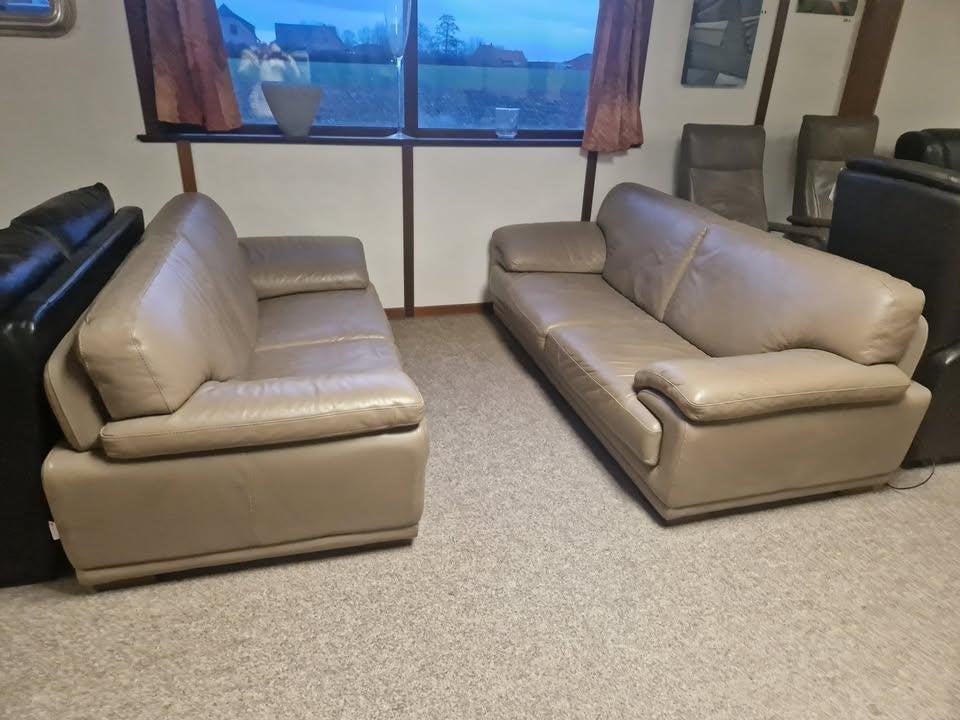 TAUPE BUFFELLEDEREN SALON 3 EN 2 ZIT, Enlèvement, Utilisé, Cuir
