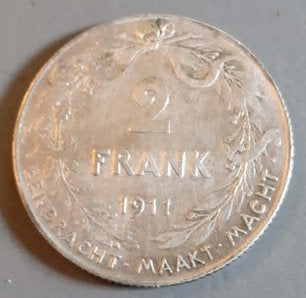 piece de monnaie argent 2fr de 1911 belge neerlandaise, Enlèvement ou Envoi, Argent, Argent