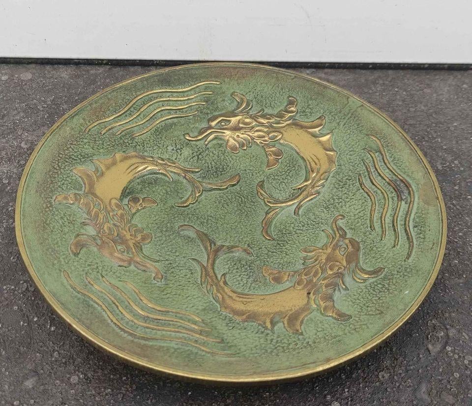 Plat en bronze signe max le verrier, Antiquités & Art, Enlèvement ou Envoi, Bronze