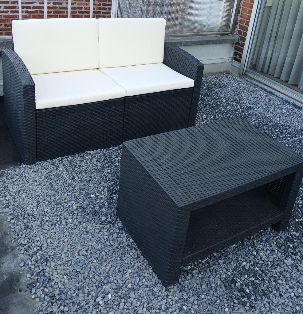 2 zits lounge/tafel( incl.4 kussens/hoezen uitwasbaar), Tuin en Terras, Tuinsets en Loungesets, Ophalen