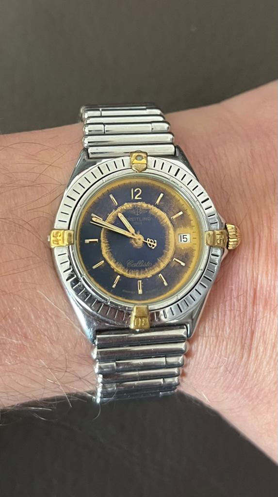 Montre Breitling Callisto, Handtassen en Accessoires, Horloges | Dames, Ophalen, Zo goed als nieuw, Goud, Goud
