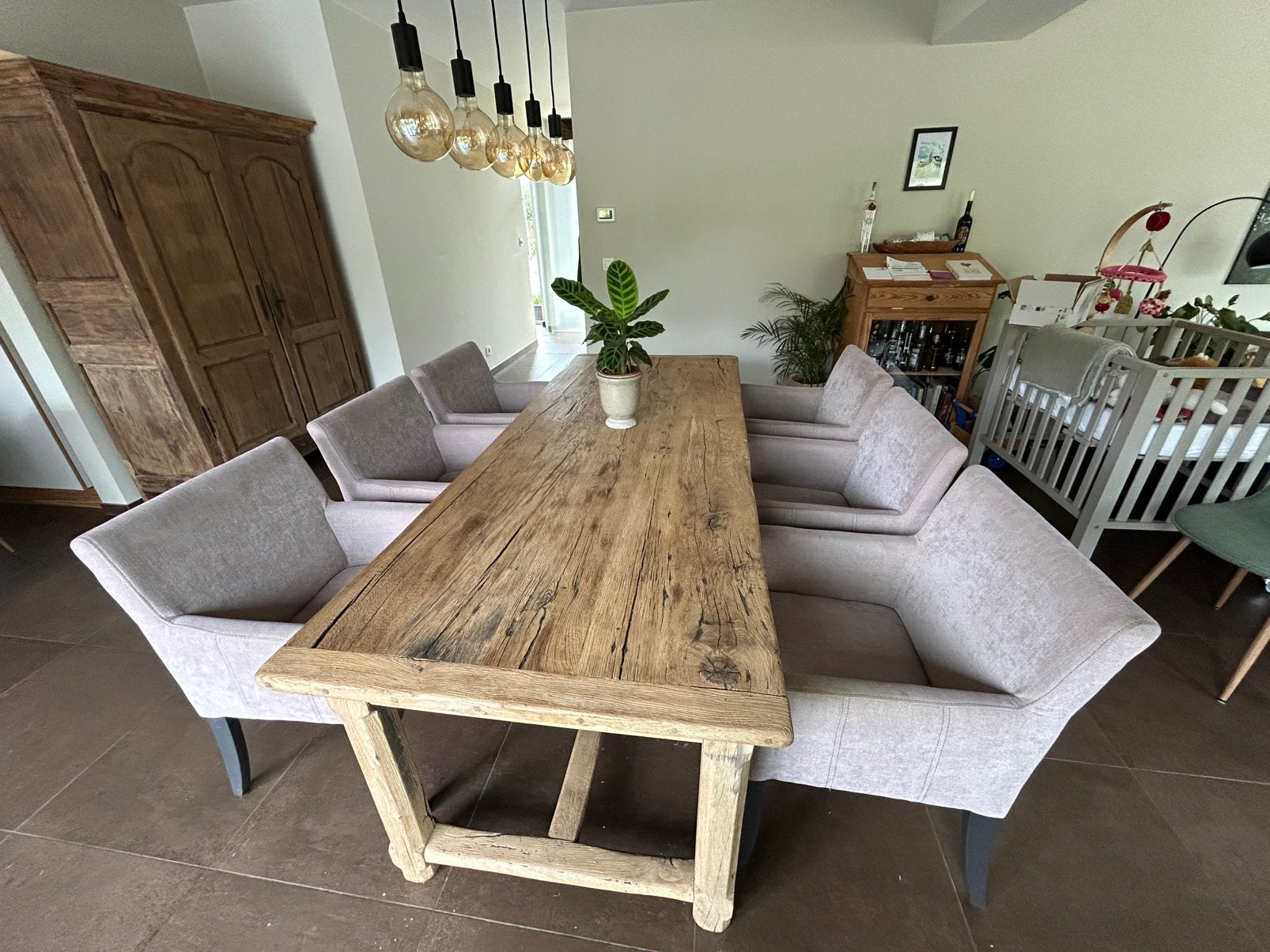 Set van 8 heel comfortabele eetkamer stoelen, Ophalen, Gebruikt, Overige kleuren, Stof
