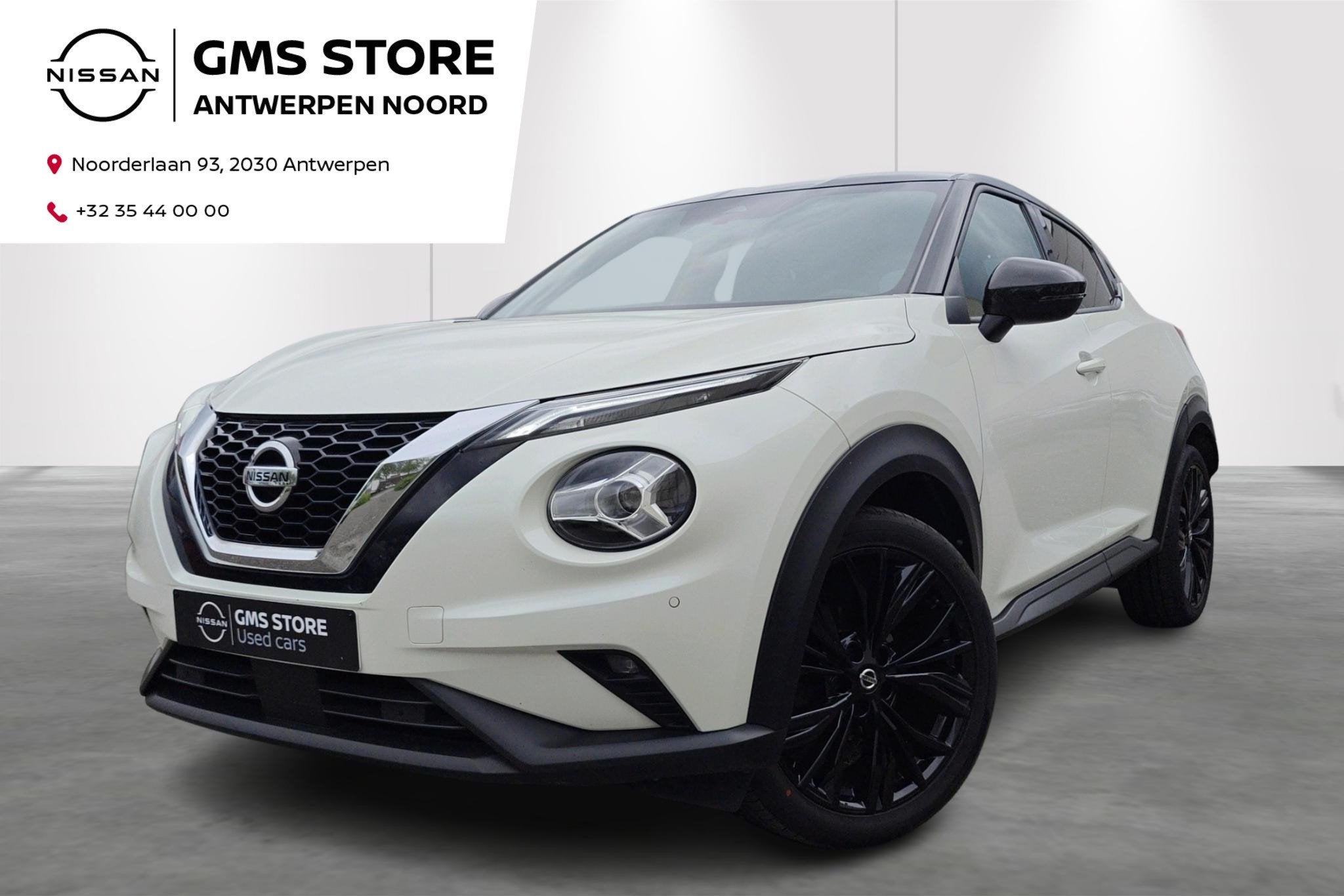 Nissan Juke 1.0 DIG-T 114 Enigma - incl 2 jaar KARE, Auto's, Voorwielaandrijving, Zwart, 1257 kg, Wit