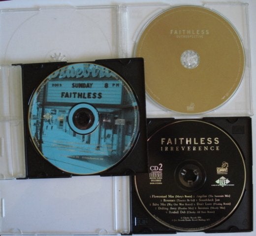 Faithless CD album LOT of 3 Outrospective Irreverence Sunday, Cd's en Dvd's, Gebruikt, Eerste persing, Verzenden, Trip Hop of Breakbeat