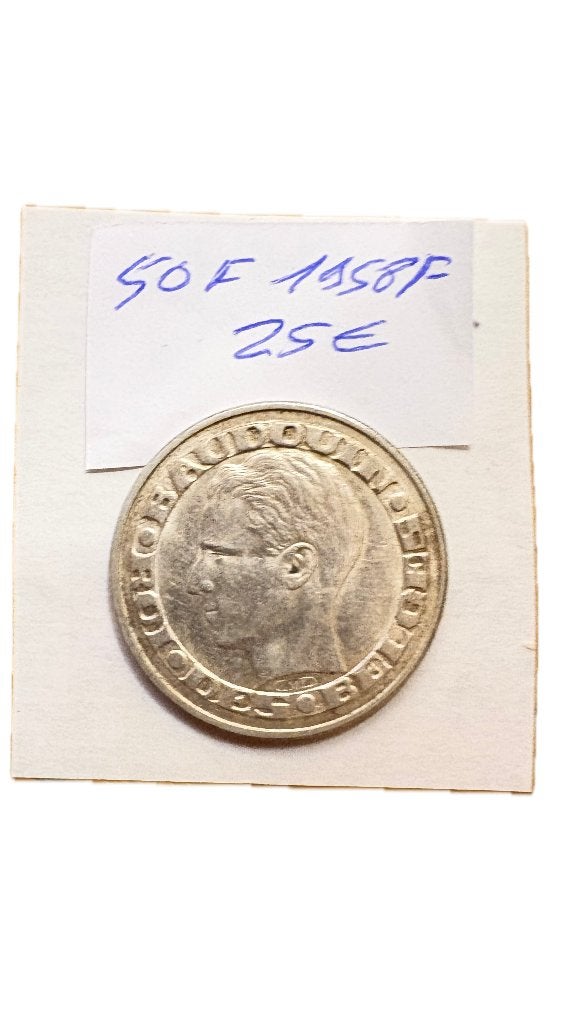 BAUDOUIN I : Argent 50 Francs 1958F, Enlèvement ou Envoi, Argent, Argent