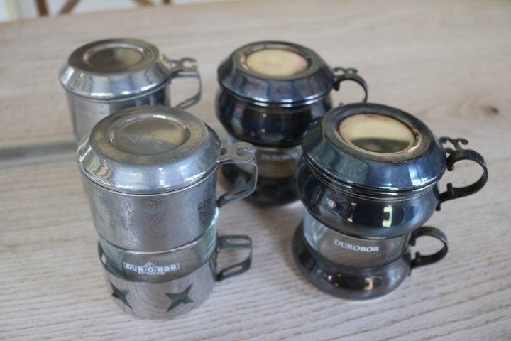 set van 4 éénpersoons-druppelkoffiezetter - vintage, Overige materialen, Gebruikt, Overige merken, Overige typen