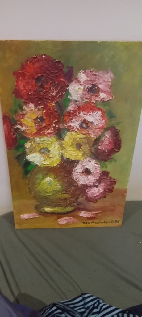Schilderij Van Mechelen, Antiek en Kunst, Ophalen of Verzenden, Klassiek, Bloemen