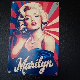 wandbord in blik Marilyn Monroe 20x30, Ophalen