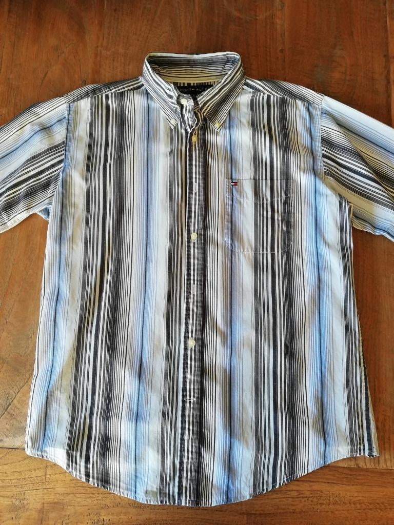 Chemise rayée à manches courtes Tommy Hilfiger (M), Vêtements | Hommes, Tour de cou 39/40 (M), Comme neuf, Tommy hilfiger, Bleu