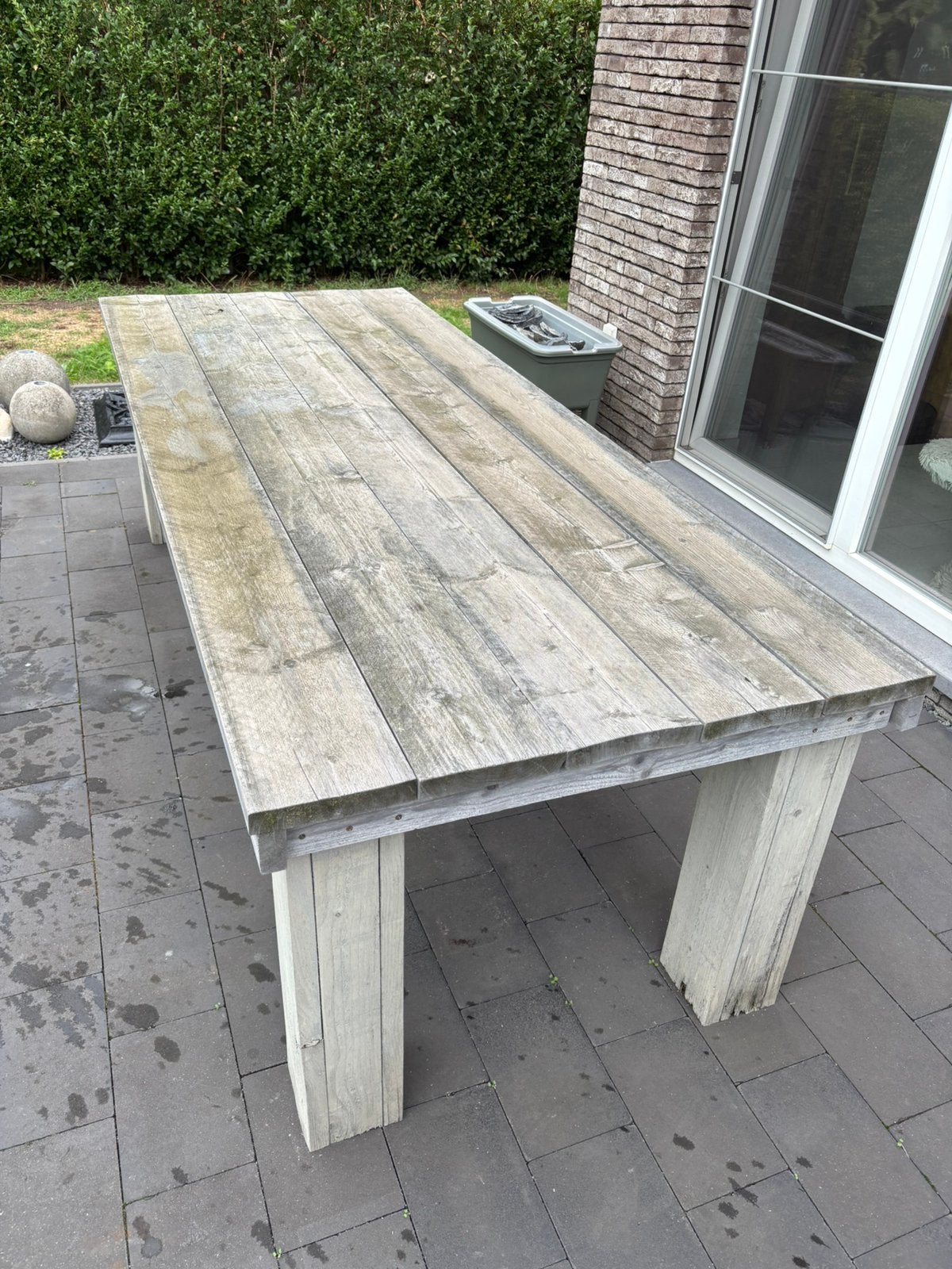 Steigerhouten Tafel van 250x100x77, Jardin & Terrasse, Enlèvement, Utilisé, Rectangulaire, Bois