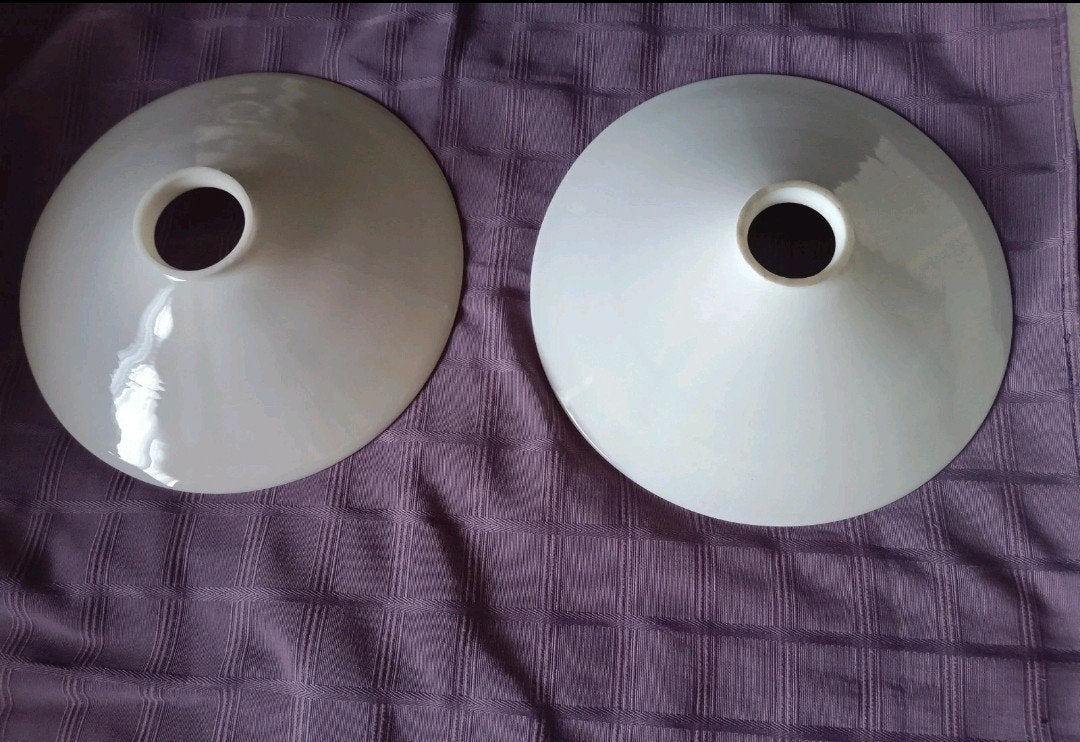 Set van 2 vintage lampenkappen van opaline glas, Ophalen of Verzenden