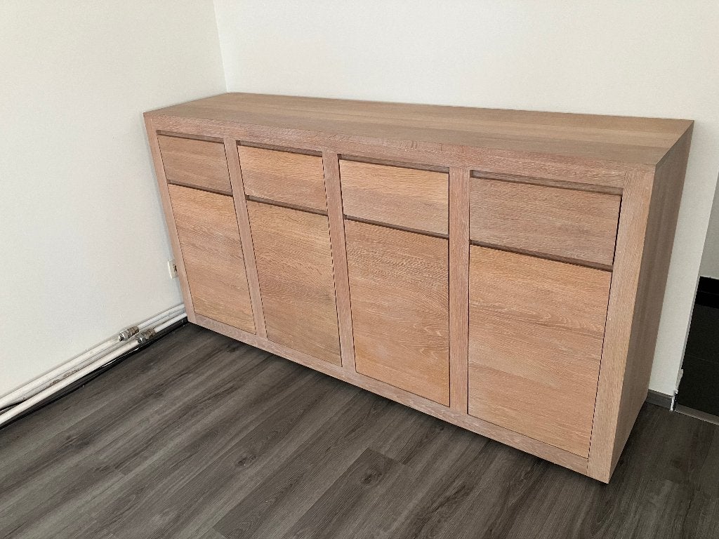 Massief eiken dressoir + tafel + tv-kast, Huis en Inrichting, Kasten | Dressoirs, Ophalen, Zo goed als nieuw, Eikenhout