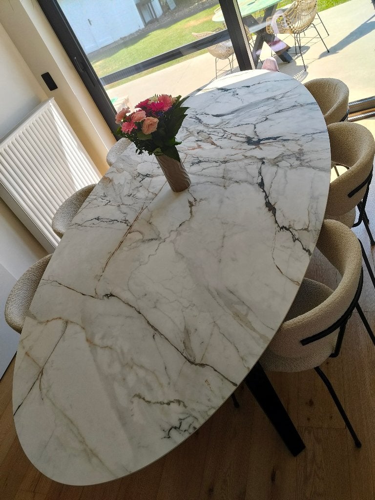 Design ovale eettafel – Volkeramiek, Huis en Inrichting, Tafels | Eettafels, Ophalen, Overige materialen, 100 tot 150 cm, 200 cm of meer