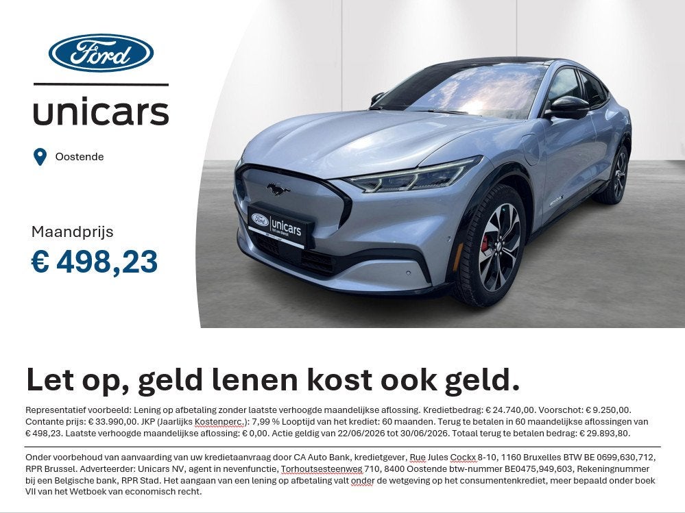 Ford Mustang Mach-E 91kWh 272kW Extended Range Premium AWD, Auto's, Automaat, Stof, https://public.car-pass.be/vhr/e0637e7c-d685-4d60-80c3-5c4fdbb54458