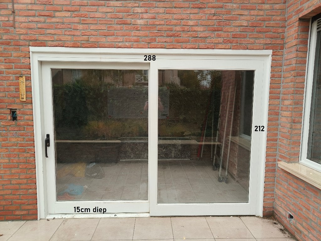 Hefschuifraam Meranti hout, Ophalen, Gebruikt, Overige typen, Dubbelglas