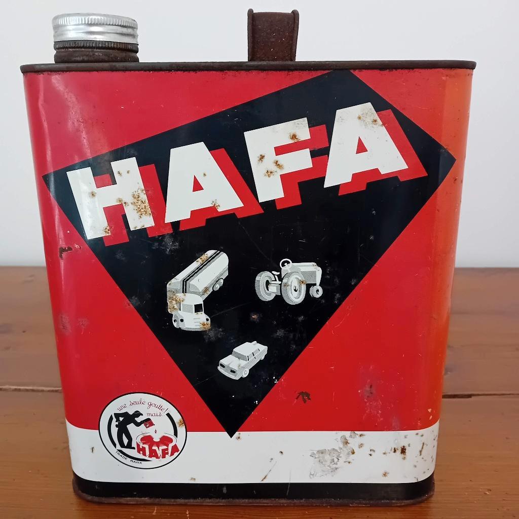vintage olieblik HAFA 5L, Ophalen of Verzenden, Gebruikt