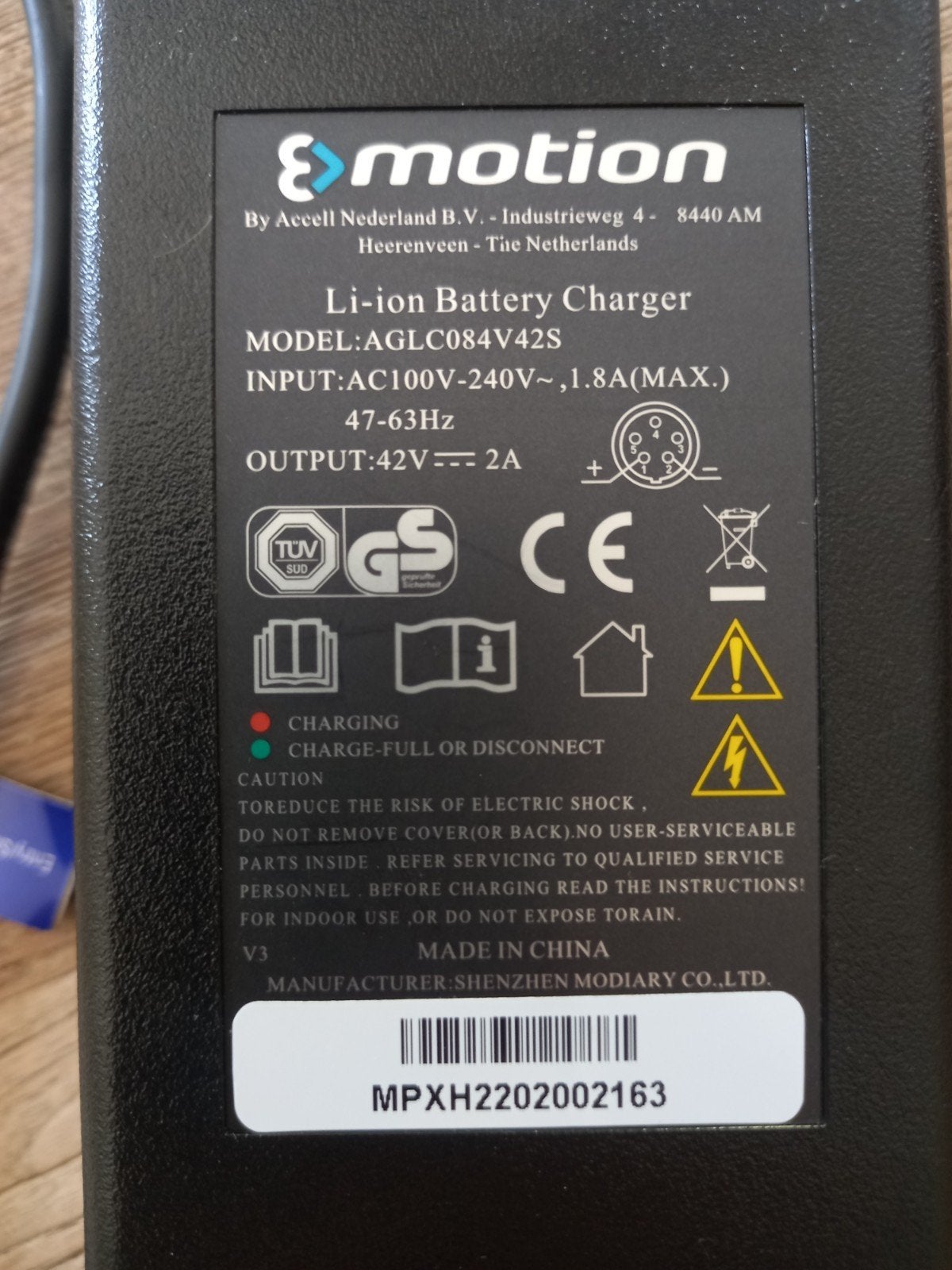 Oplader fietsbatterij emotion (oa batavus), Enlèvement