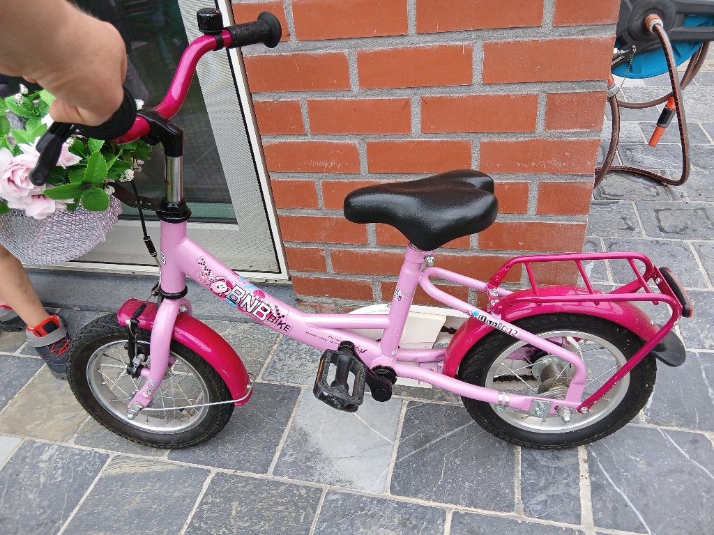 Mooie kinderfiets met zijwieltjes meisje 12 inch, Ophalen, Terugtraprem, Zijwieltjes, Gebruikt