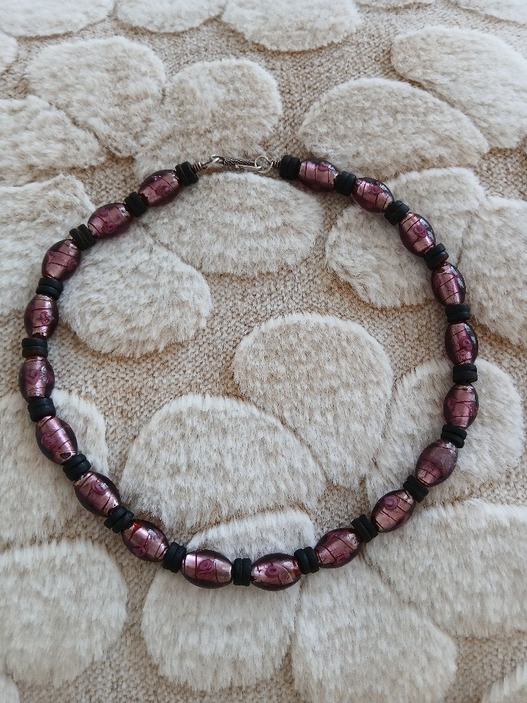 Collier en perles de verre de Murano, Handtassen en Accessoires, Kettingen, Ophalen of Verzenden, Zo goed als nieuw, Zilver, Zilver