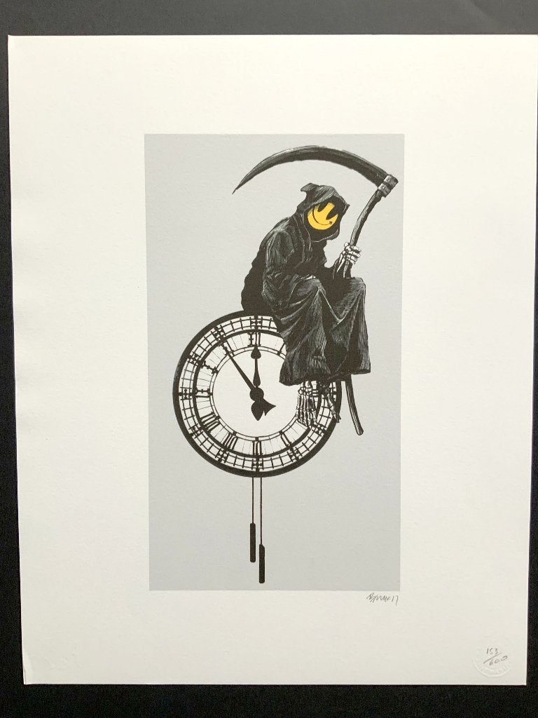 BANKSY Grin Reaper genummerde litho (35 X 50 cm), Numéroté, Enlèvement ou Envoi, Portraits et figures, Lithographie