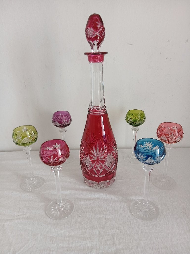 6 verres et carafe val saint lambert, Enlèvement ou Envoi