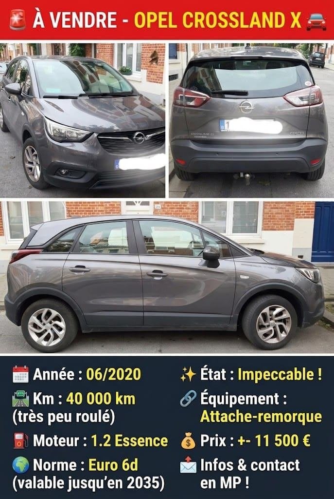 Opel Crossland x 1,2 Essence. 2020. 41.135 km, Autos, Argent ou Gris, Achat, Euro 6, Boîte manuelle