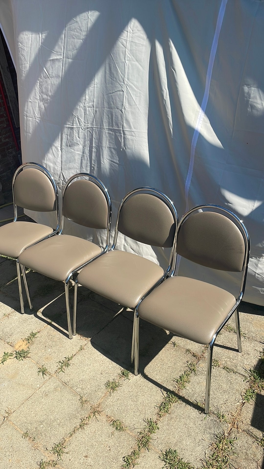 Keukenstoelen, Huis en Inrichting, Stoelen, Gebruikt, Vier, Grijs, Ophalen