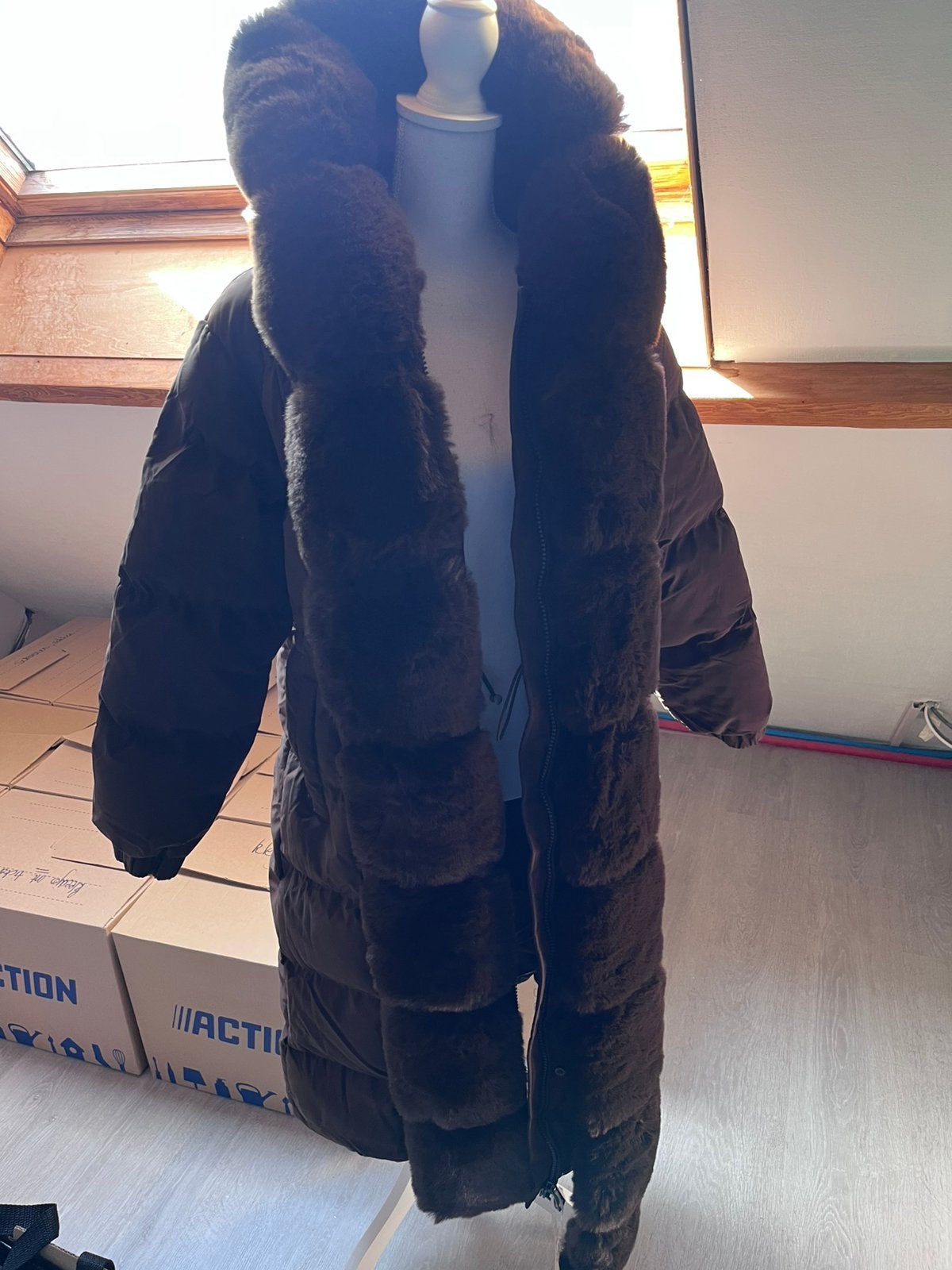 Winterjas, Ophalen, Nieuw, Maat 36 (S), Bruin