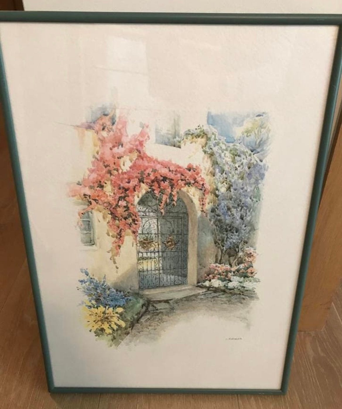 Schilderij gesigneerd J. Koelher, onder lijst, Antiek en Kunst, Ophalen of Verzenden, Achter glas, Aquarel, Landschap