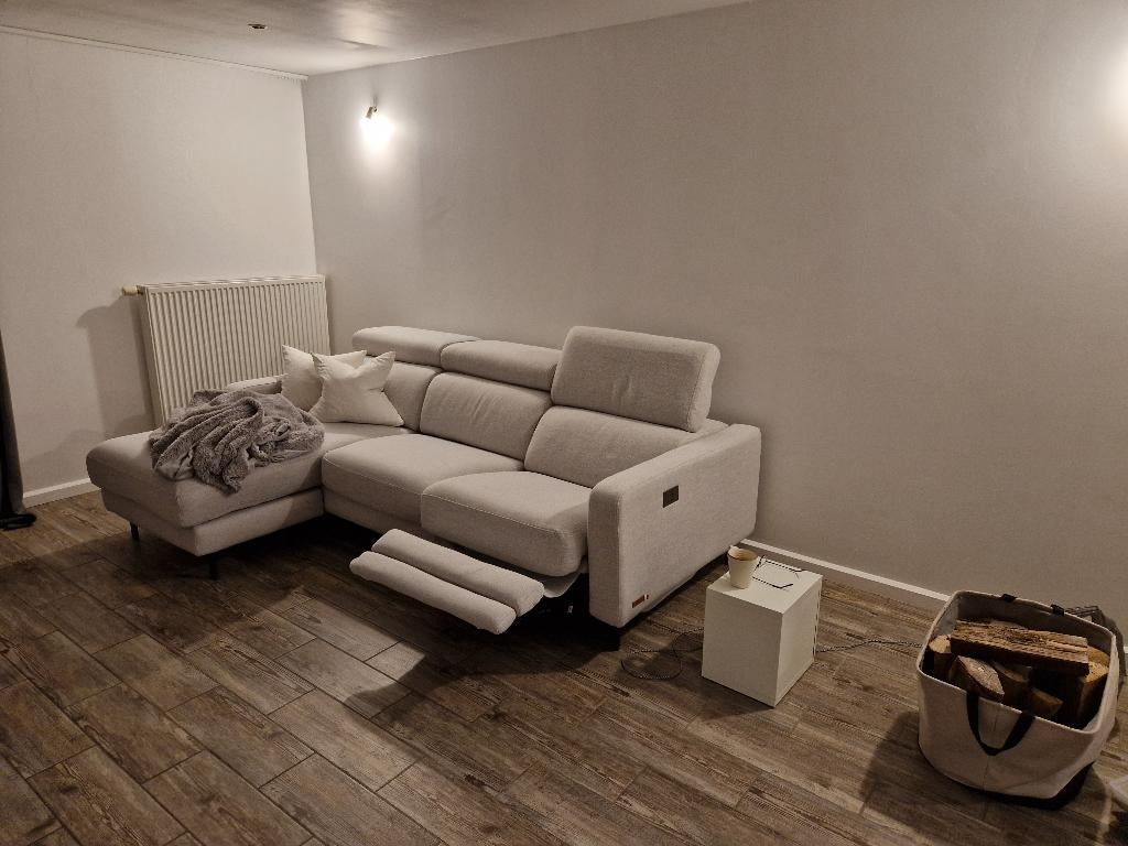 Canapé 3 places + méridienne&relax – Comme neuf – Gris clair, Trois personnes, 100 à 125 cm, Banc d'angle, 200 à 250 cm