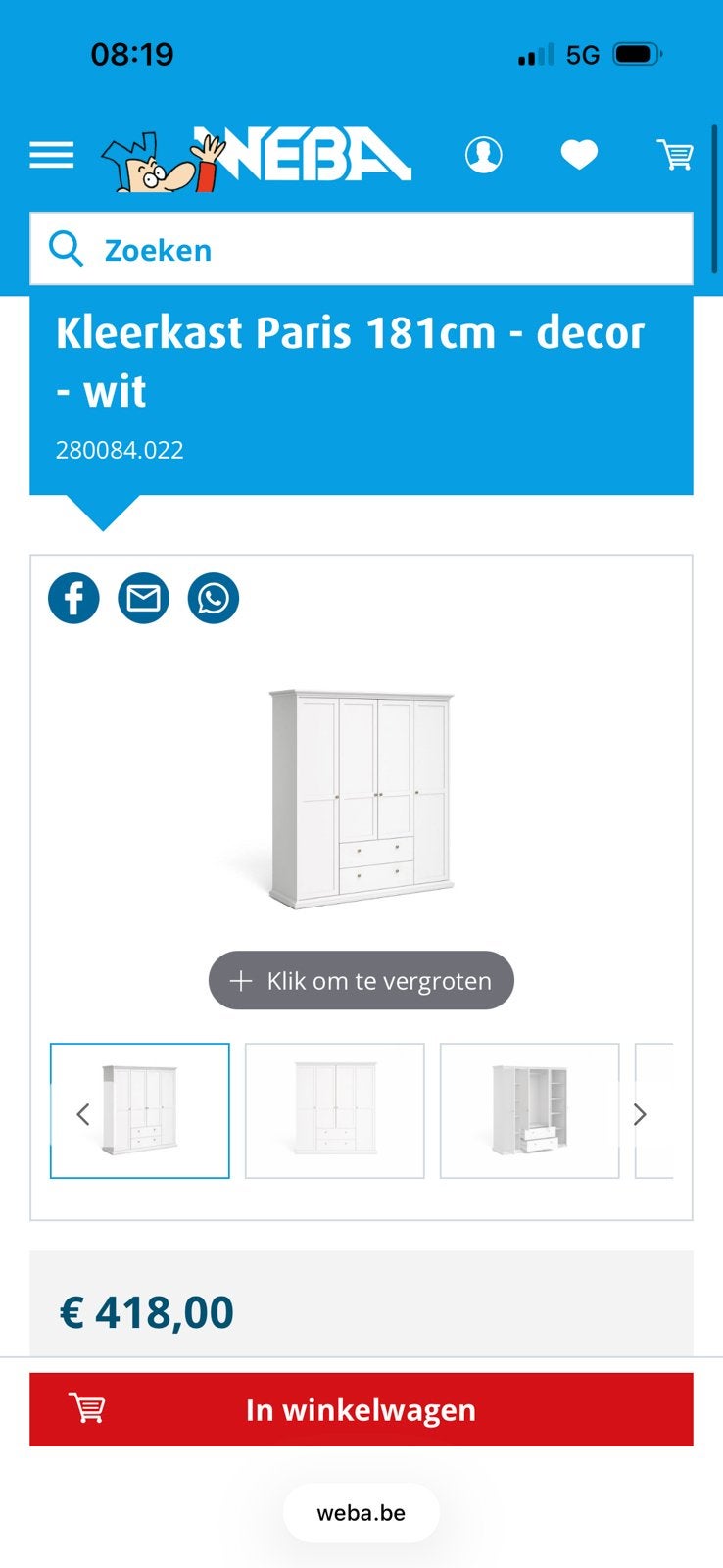Kleerkast, Ophalen, Zo goed als nieuw