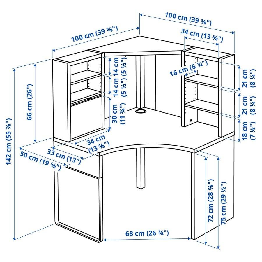 Hoekbureau, wit, Huis en Inrichting, Bureaus, Ophalen, Wit, Hoekbureau