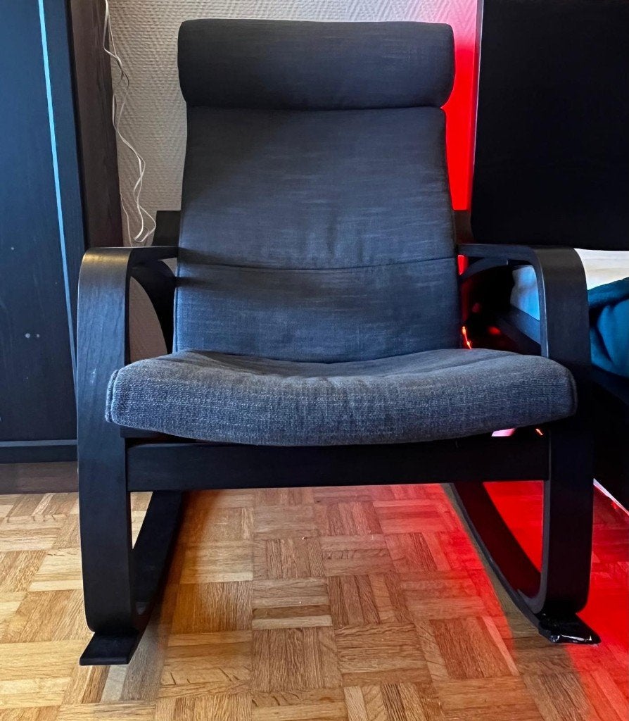 Fauteuil à bascule IKEA POÄNG noir-brun, Maison & Meubles, 75 à 100 cm, Enlèvement, Utilisé, 50 à 75 cm