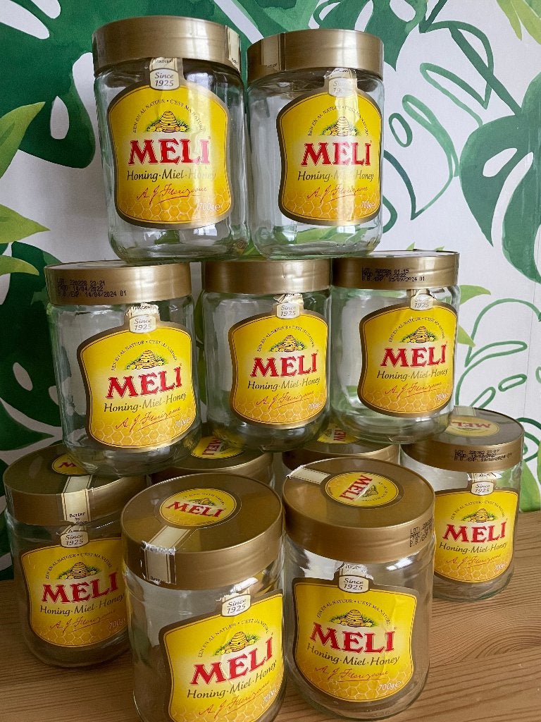 35 identieke potten met draaideksel - opbergers, Ophalen, Gebruikt, Glas, Overige typen