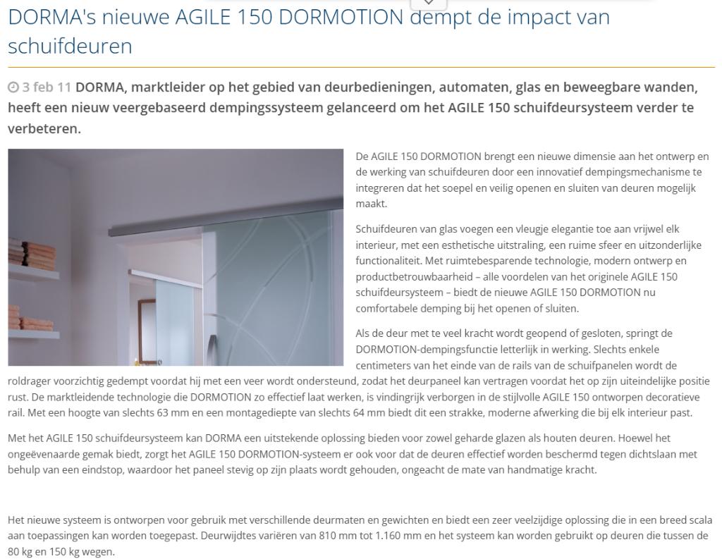 dorma agile 150 dormotion type L nieuw ( schuifglasdeuren ), Ophalen, Nieuw, Overige typen